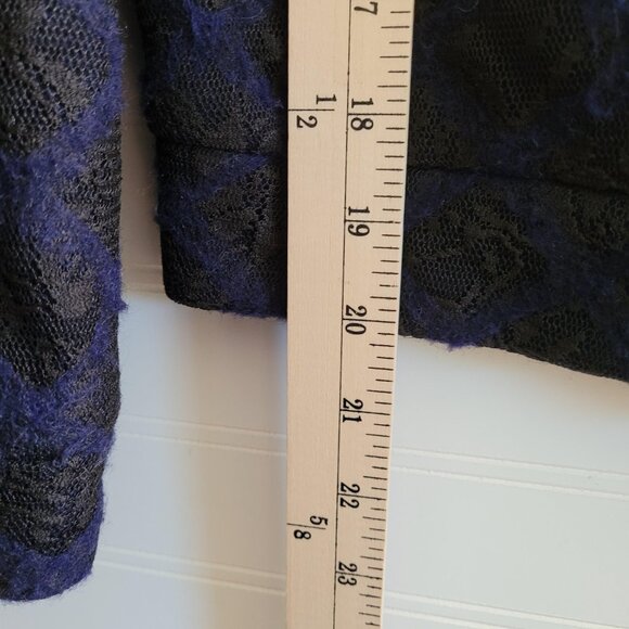 Anthropologie Moth Bomber Jacket Womens Small Blue and Black Lace Zip Up Pockets - Picture 7 of 11